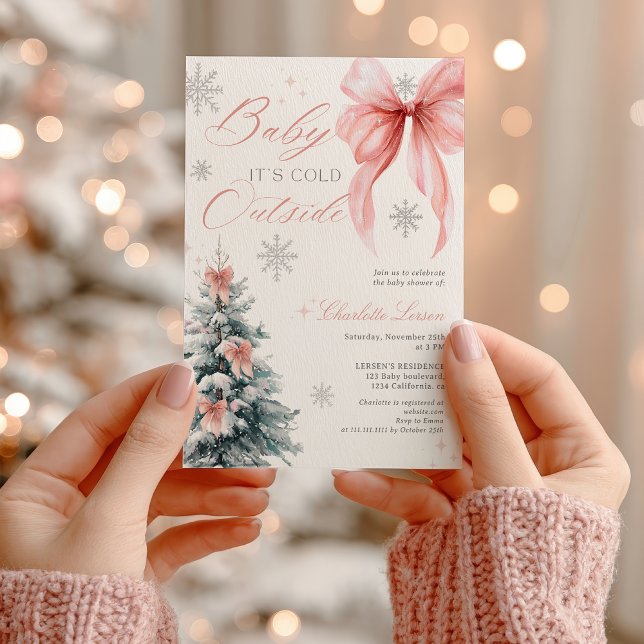 Invitation Bébé il fait froid à l'extérieur Shower pour fille (Baby it's cold outside Winter Girl Baby Shower Invitation)