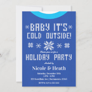 Invitation Bébé il fait froid à l'extérieur Sweater bleu Fête