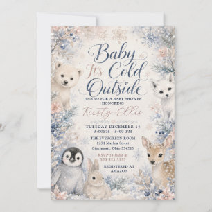 Invitation Bébé, il fait froid dehors, animaux arctiques Baby