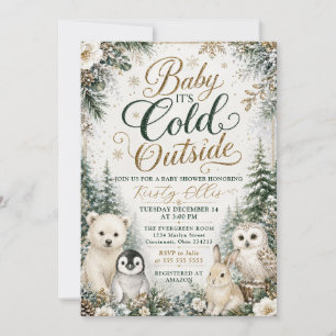 Invitation Bébé il fait froid dehors Animaux arctiques Baby S
