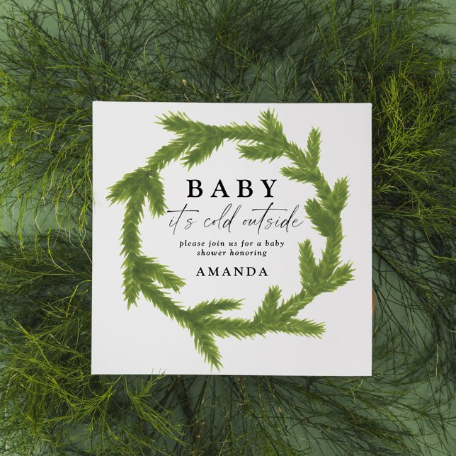 Invitation Bébé il fait froid dehors aquarelle baby shower (Créateur téléchargé)
