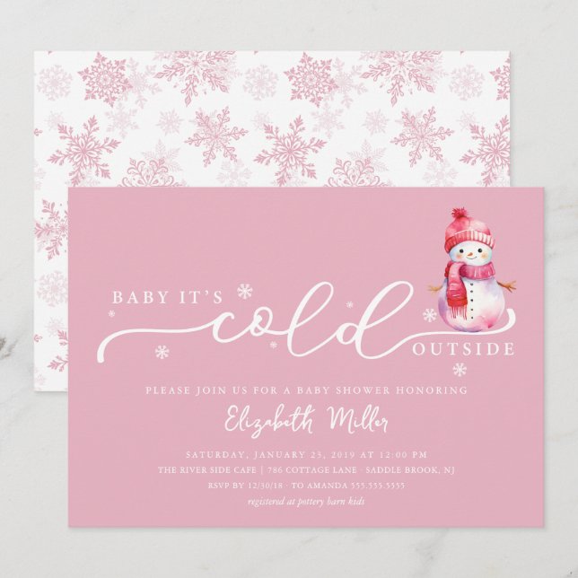 Invitation Bébé, il fait froid dehors Baby Shower (Devant / Derrière)