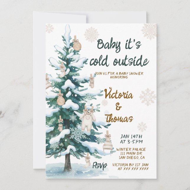 Invitation Bébé il fait froid dehors Baby Shower (Devant)