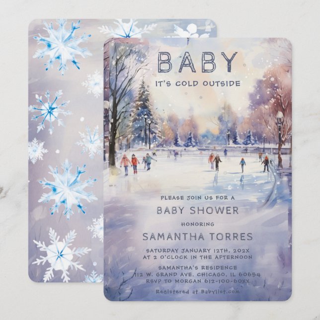 Invitation Bébé il fait froid dehors Baby Shower (Devant / Derrière)