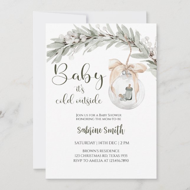 Invitation Bébé il fait froid dehors baby shower (Devant)