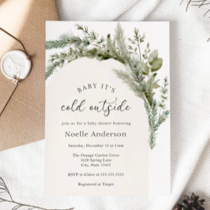 Invitation Bébé Il fait froid dehors Baby shower À feuillage 