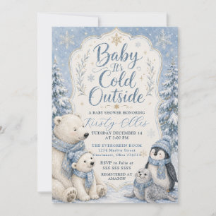 Invitation Bébé il fait froid dehors Baby Shower Arctique