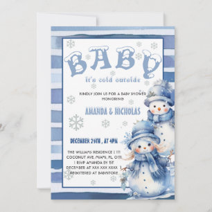 Invitation Bébé il fait froid dehors Baby Shower Bleu Hiver