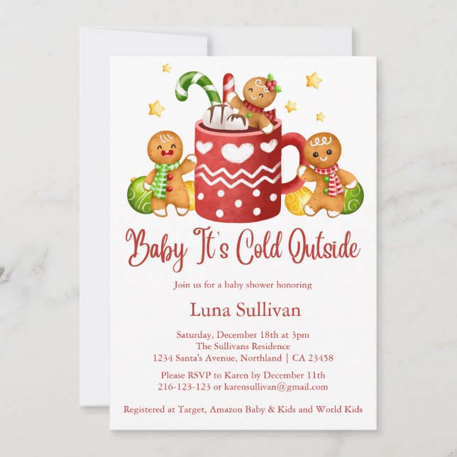Invitation Bébé il fait froid dehors Baby Shower Cocooning (Devant)
