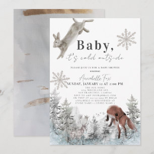 Invitation Bébé Il fait froid dehors Baby shower d'animaux d'
