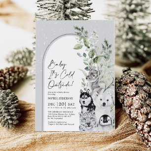 Invitation Bébé Il fait froid dehors Baby shower d'animaux d'