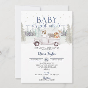 Invitation Bébé Il fait froid dehors, Baby shower d'animaux d