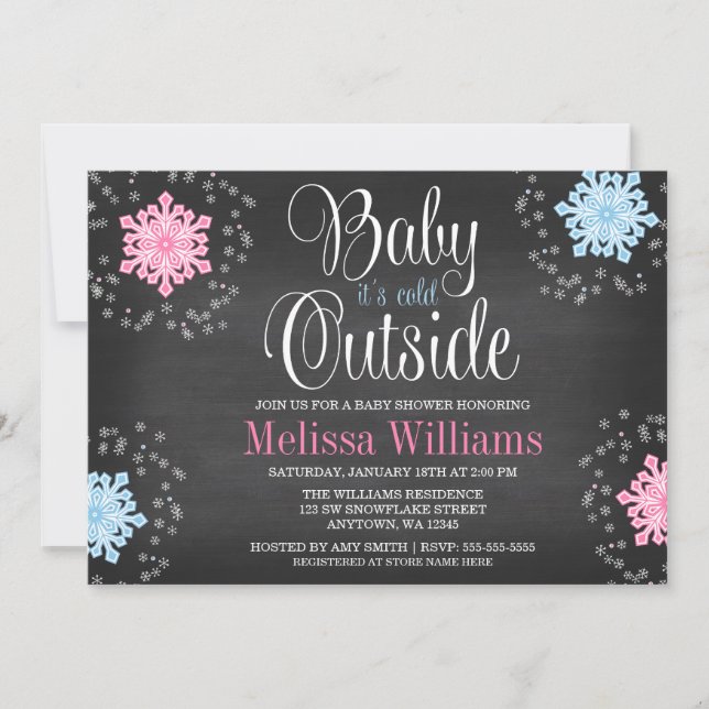Invitation Bébé Il fait froid dehors Baby shower de flocons d (Devant)
