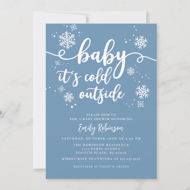 Invitation Bébé Il fait froid dehors Baby shower de garçon d' (Devant)