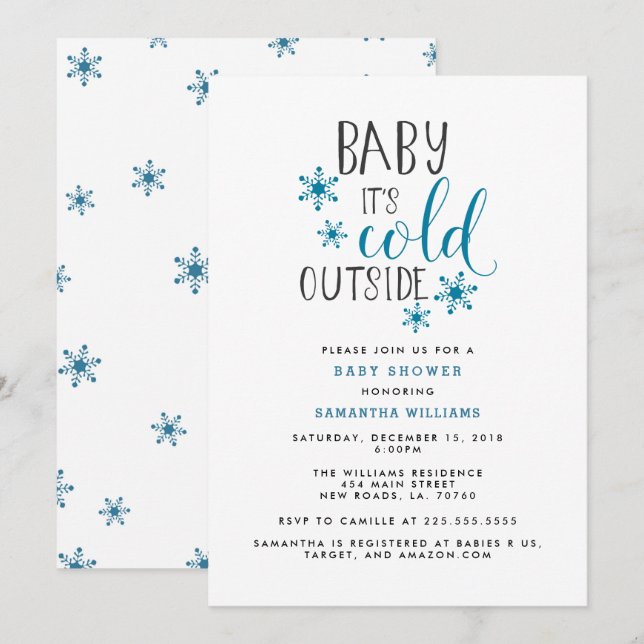 Invitation Bébé Il fait froid dehors Baby shower de Noël (Devant / Derrière)