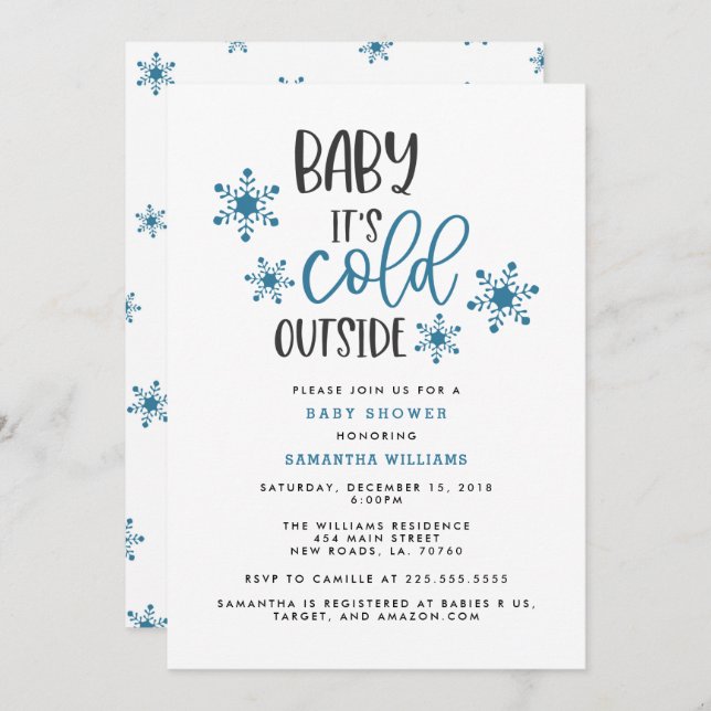 Invitation Bébé Il fait froid dehors Baby shower de Noël Invi (Devant / Derrière)