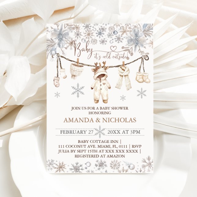 Invitation Bébé Il fait froid dehors Baby shower de vêtements (Créateur téléchargé)