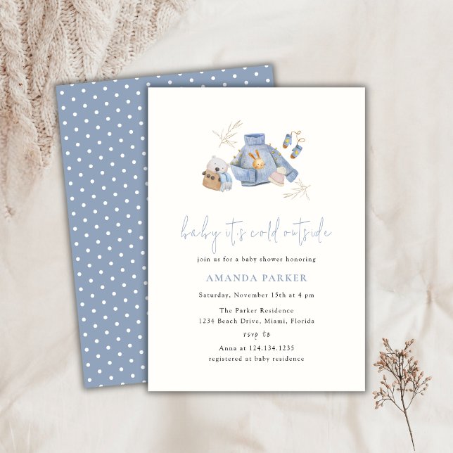 Invitation Bébé Il fait froid dehors Baby shower de vêtements (Baby It's Cold Outside Winter Clothes Baby Shower Invitation)