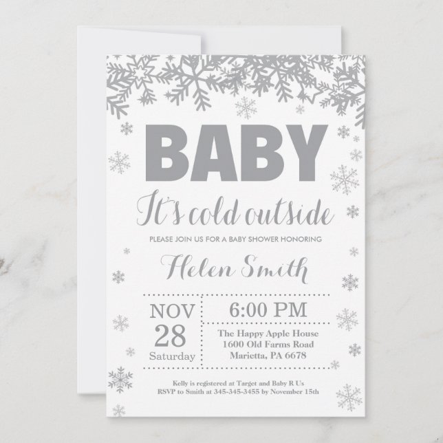 Invitation Bébé il fait froid dehors Baby Shower d'hiver (Devant)