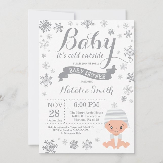 Invitation Bébé il fait froid dehors Baby Shower d'hiver (Devant)