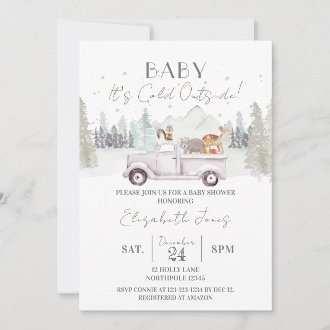 Invitation Bébé Il fait froid dehors, Baby shower d'hiver (Devant)