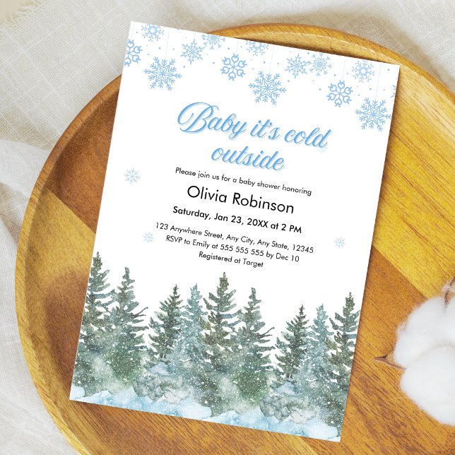 Invitation Bébé il fait froid dehors Baby Shower d'hiver (Snowflakes Baby It's Cold Outside Winter Baby Shower Invitation )