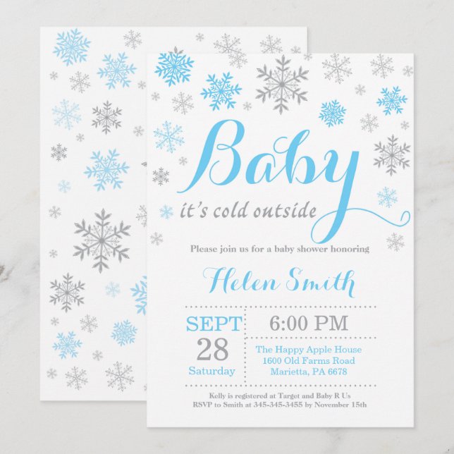 Invitation Bébé il fait froid dehors Baby Shower d'hiver (Devant / Derrière)