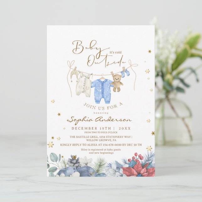 Invitation Bébé il fait froid dehors Baby Shower d'hiver (Debout devant)