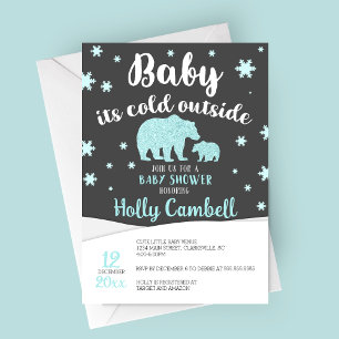 Invitation Bébé Il fait froid dehors Baby shower d'ours polai