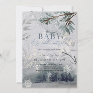 Invitation Bébé il fait froid dehors Baby Shower Forêt d'hive