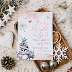 Invitation Bébé il fait froid dehors, Baby shower hiver Pengu