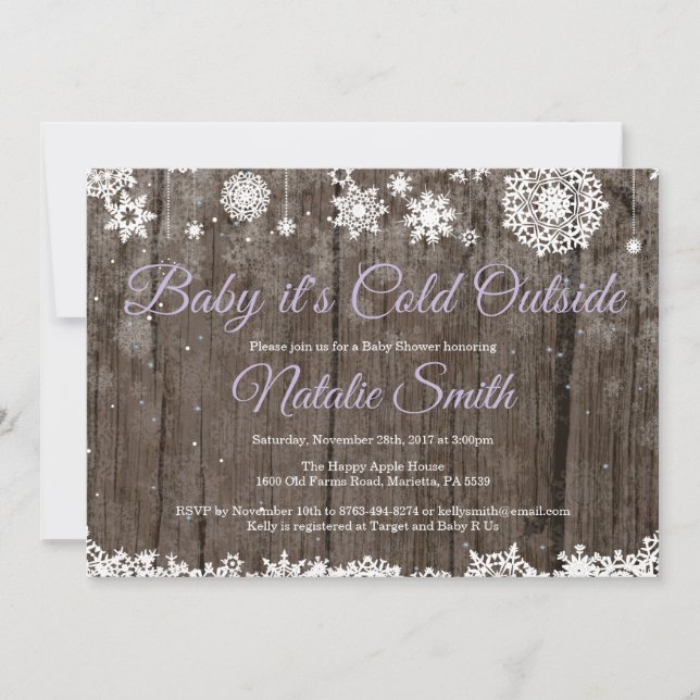 Invitation Bébé il fait froid dehors Baby Shower hivernal rus (Devant)