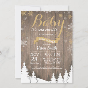 Invitation Bébé il fait froid dehors Baby Shower hivernal rus