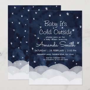 Invitation Bébé Il fait froid dehors Baby shower lunaire