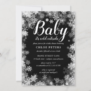 Invitation Bébé il fait froid dehors Baby shower noir blanc