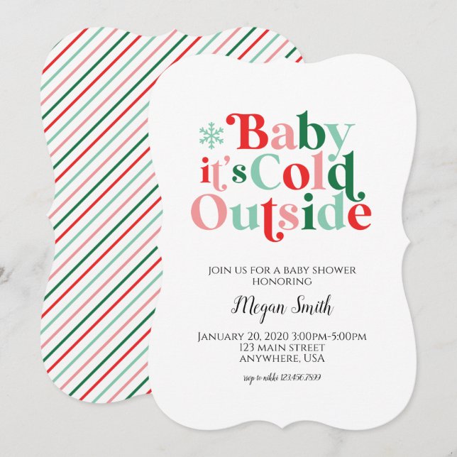 Invitation Bébé Il fait froid dehors Baby shower rétro (Devant / Derrière)