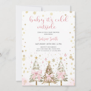 Invitation Bébé il fait froid dehors Baby Shower Rose