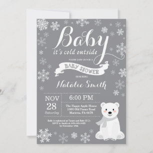Invitation Bébé il fait froid dehors Baby Shower Rose Hiver