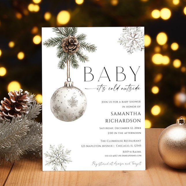 Invitation Bébé il fait froid dehors baby shower rustique boh (Créateur téléchargé)