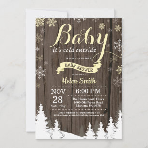 Invitation Bébé il fait froid dehors Baby Shower rustique d'h