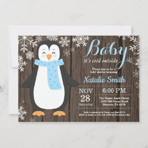 Invitation Bébé il fait froid dehors Baby Shower Rustique Pin