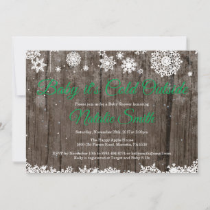 Invitation Bébé il fait froid dehors Baby Shower Vert d'hiver