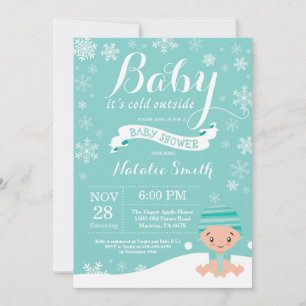 Invitation Bébé il fait froid dehors Bain de bébé d'hiver Aqu