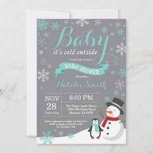 Invitation Bébé il fait froid dehors Bain de bébé d'hiver Aqu