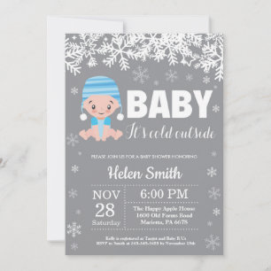 Invitation Bébé il fait froid dehors Bébé bleu garçon Baby Sh