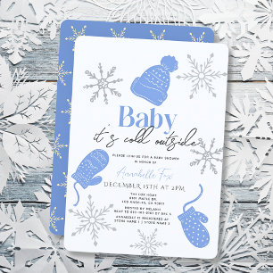 Invitation Bébé Il fait froid dehors Bleu Baby shower garçon