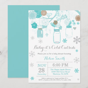 Invitation Bébé il fait froid dehors Bocal Mason Hiver Baby S