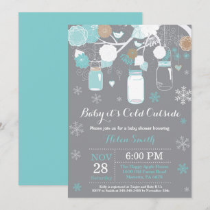 Invitation Bébé il fait froid dehors Bocal Mason Hiver Baby S