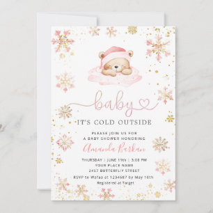 Invitation Bébé, il fait froid dehors Boho Rose Fille Baby Sh