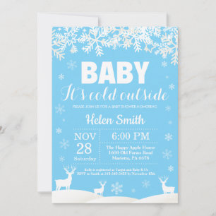 Invitation Bébé il fait froid dehors Cerf Hiver Garçon Baby S